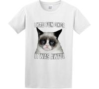 BXNHYESWS Men's T Shirt I Had Fun Once, It Was Awful Hand Wash Recommended White Manches Courtes(Large)