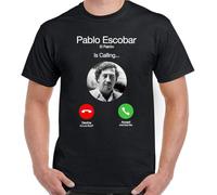 BXNHYESWS Pablo Escobar T-Shirt El Patron is Calling Mens Funny Narcos TV Show Drug Cartel Manches Courtes(Large)