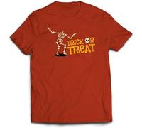 BXNHYESWS Skeleton Trick Or Treat T-Shirt Halloween Fun Novelty Kids Adults Cartoon Silly Twin Needle Collar 100% Combed Ringspun Cotton Manches Courtes(Small)