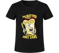 BXNHYESWS suzu We Butter The Bread with Butter Men's Slice T-Shirt BlackBlack Manches Courtes(Large)