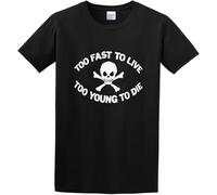 BXNHYESWS Too Fast to Live Young to Die Seditionaries Punk Men's Cotton T Shirt Manches Courtes(Medium)