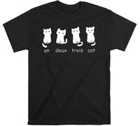 BXNHYESWS Un Deux Trois Cat T-Shirt Funny Slogan T Shirt Men Tshirt Black Hemden(XX-Large)