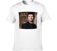 BXNHYESWS Unisex T-Shirt Rick Astley 50 Vinyl CD Cover White Manches Courtes(3X-Large)