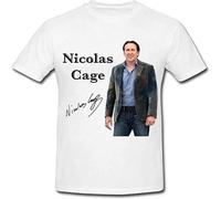 BXNHYESWS Ws016 Signed Nicolas Cage Men's Women T-Shirt Men's Women T-Shirt Autographed Signature Manches Courtes(Large)