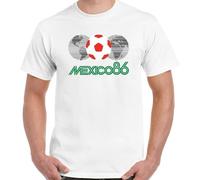 BXNHYESWS YR Mexico 86 T-Shirt Football Mens Retro 1986 World Cup Logo Kit England Retro Top Manches Courtes(Medium)
