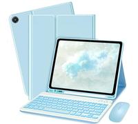 Bxomteng Étui clavier pour Samsung Galaxy Tab A9+/A9 Plus 11" - 7 couleurs rétroéclairées avec porte-crayon S et souris (bleu clair)