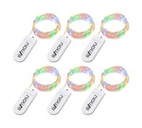 BXROIU Guirlandes Lumineuses a pile,20 LEDs 2 Mètres Fil d'argent et à Piles CR2032 idéal pour les fêtes de Noël, le mariage, la fête, et le décor de votre chambre et jardin (Multicolore, Lot de 6)