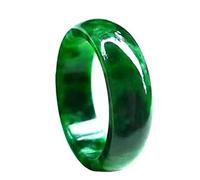 BXSMNH Jaspe naturel, anneaux en jade vert, jadéite sculptée à la main, véritable bijou en pierre pour hommes, femmes, Saint-Valentin, cadeaux de mariage (Couleur : vert, taille : 22 mm)