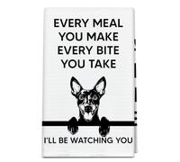 bxtala Torchon de cuisine Doberman, « Every Meal You Make I'll Be Watching You », torchons à vaisselle, cadeaux amusants pour propriétaires d'amoureux de chiens, décorations Doberman pour cuisine et