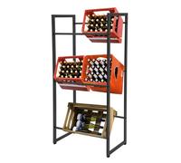 BXTMGBUS Étagère pour caisses à boissons, étagère à boissons | En acier au carbone, autonome stable, support de caisse peu encombrant pour bière, eau, canettes (3 niveaux)