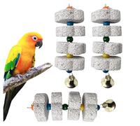 BXUUXA 3 Pièces Jouet à Mâcher pour Oiseaux, Oiseaux à Mâcher Jouets Minéral Pierre Calcium avec Clochette Oiseaux à Mâcher Jouet pour Perroquets, Perruches, Calopsittes, Inséparables, Canaris