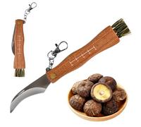 BXUUXA Couteau Champignon, Couteau de Champignon en Acier Inoxydable Couteau Mycologique Couteau à Truffes Pliable avec Brosse Porte-clés Pour Randonnée, Camping et Mycologie
