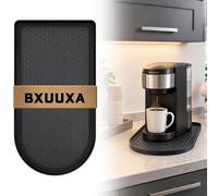BXUUXA Tapis pour Machine à Café Silicone Imperméable 40x20cm | Plateau Égouttoir Noir Anti-Dérapant à Bords Surélevés, Thermorésistant 220°C, Compatible avec De'Longhi et Senseo