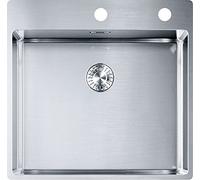 BXX 210-50 530 x 510 mm, 3 1/2", intégral, avec vanne de vidange, avec banc de robinet, sans goutte, brossé