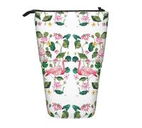 Bxzpzplj Trousse à crayons rétractable avec imprimé cœurs rouges tombants pour bureau papeterie trousse à crayons, Flamingo Oiseau Feuilles Rondes, Taille unique
