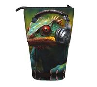 Bxzpzplj Trousse à crayons rétractable avec imprimé lapin mignon pour bureau papeterie, Chameleon Listen Music2, Taille unique