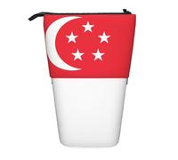 Bxzpzplj Trousse à crayons rétractable avec motif drapeau chinois pour bureau, papeterie, travail, Drapeau de Singapour, Taille unique