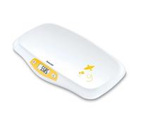 Beurer BY 80 pèse-bébé avec surface incurvée, capacité de 20 kg, fonction de tare et de maintien pour les bébés qui donnent des coups de pieds, mesure et affichage par graduation de 5g