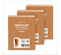 by Amazon Cafe au Lait en capsules compatibles DOLCE GUSTO 48 pièces, 3 lot de 16