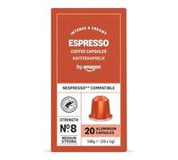 by Amazon Capsules de Café Espresso en Aluminium Compatibles avec Nespresso, Torréfaction Claire, 20 Capsules - Certifiées Rainforest Alliance