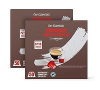 by Amazon Capsules de Café Espresso en Plastique Compatibles Nespresso, Torréfaction Moyenne, 100 Unités (2 Paquets de 50) - Certifiées Rainforest Alliance