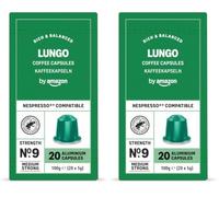 by Amazon Capsules de Café Lungo en Aluminium Compatibles avec Nespresso, Torréfaction Moyenne, 20 Capsules - Certifiées Rainforest Alliance (Lot de 2)