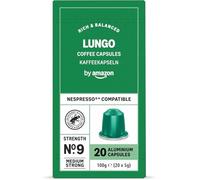 by Amazon Capsules de Café Lungo en Aluminium Compatibles avec Nespresso, Torréfaction Moyenne, 20 Capsules - Certifiées Rainforest Alliance