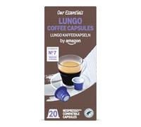 by Amazon Capsules de Café Lungo en Plastique, Compatibles Nespresso, 20 Capsules, 1 Paquet - Certifiées Rainforest Alliance