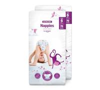 By Amazon Couches bébé Ultra Absorbantes, Taille 6 (15+ kg), Blanc, 140 Pièces (2 lot de 70) - PACK MENSUEL (anciennement une marque Mama Bear, même produit)