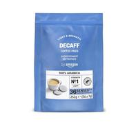by Amazon Dosettes de Café Décaféiné 100% Arabica, Compatibles Machine Senseo, Torréfaction Moyenne, 36 Unités (1 Paquet de 36) - Certifiées Rainforest Alliance