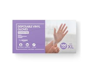 by Amazon Gants Jetables en Vinyle, Non Poudrés, Sans Latex, Taille XL, Lot de 100