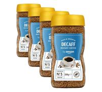 by Amazon Instantané Cafè Décaféiné, Torréfaction Moyenne, 200g, Lot De 4 - Certifié Rainforest Alliance