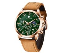 BY BENYAR Montre Homme Chronographe Analogique Quartz Etanche Lumineuses Classique Mode Affaires Sport Montres Bracelet en Cuir Grand Cadran Date Montre Cadeau élégant pour Hommes