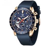 BY BENYAR Montre Homme Etanche Chronographe Lumineuses Classique Montres Bracelet en Cuir Grand Cadran Date Analogique Homme Cadeau élégant