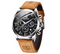 BY BENYAR Montre Homme Montres Bracelet pour Homme chronographe étanche avec Calendrier Luxe Sport habillée Cadeau Montres NoëlCadeau Fête des Pères Bracelet en Cuir/Acier Inoxydable