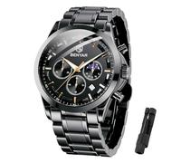 BY BENYAR Montre Homme Montres Bracelet pour Homme chronographe étanche avec Calendrier Luxe Sport habillée Cadeau Montres NoëlCadeau Fête des Pères Bracelet en Cuir/Acier Inoxydable