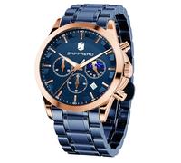 BY BENYAR Montre Homme Montres Bracelet pour Homme chronographe étanche avec Calendrier Luxe Sport habillée Cadeau Montres NoëlCadeau Fête des Pères Bracelet en Cuir/Acier Inoxydable