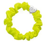 By Eloise London Silver Heart Silk Scrunchie couleur Lemon Yellow