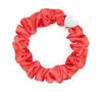 By Eloise London Silver Heart Silk Scrunchie couleur Neon Peach