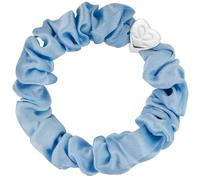 By Eloise London Silver Heart Silk Scrunchie couleur Sky Blue