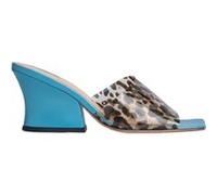 By Far Dolly Blue Pearl Shine Leather And Leopard Print Vinyl Taille: 36 | Mules Outlet | Femme | Bleu