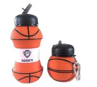 By Good's Gourde de Sport en Silicone, Design Sport, Pliable et Portable, avec Mousqueton Sans BPA (Basketball)
