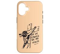 By His Stripes We Are Healed Cross Jésus Coque pour iPhone 16