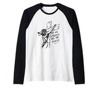 By His Stripes We Are Healed Cross Jésus Manche Raglan
