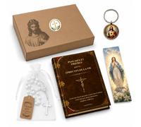 By L.T Coffret Chrétien | Guide Psaumes et Prières en français + Chapelet Blanc + Porte-Clé Jésus + Marque-Page Vierge Marie | pour Baptême Communion Confirmation Noël Deuil Amour