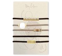 By Lilla Downtown Mini Stack Lot de 5 élastiques à cheveux pour femme - Sans plis - Noir/doré/nude/marron