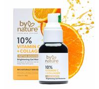 By Nature Gel hydratant pour le visage : hydratant éclaircissant avec des peptides de collagène et 10 % de vitamine C pour le visage et le cou