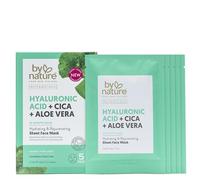 By Nature Masque facial à l'acide hyaluronique à l'aloe vera 5 feuilles hydratant et rajeunissant pour la peau