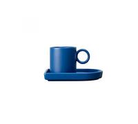 BY ON Niki Tasse à expresso avec soucoupe en porcelaine Bleu Tasse à expresso avec soucoupe Assiette Design scandinave Design rétro Tasse en porcelaine