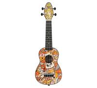 Ortega Guitars Ukulélé Soprano coloré - Keiki K2 - Kit de démarrage incluant Accordeur, Courroie, 5 Médiators Medium et Sac à cordon - voodoo puppet (K2-VP)